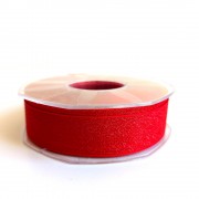 Lurex Organza Ribbon  25 mm - Color Red
